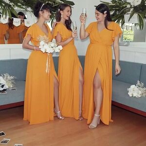 Bridesmaid Dress - Celebrate DB Flutter Sleeve Wrap Dress David’s Bridal